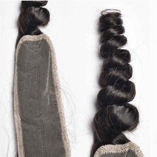 Brazilian Loose Wave 2x6 Lace Closure 100% Unprocessed Human Virgin Hair Pre Plucked Loose Deep Wave Pre-Plucked Hairline Frontal Closure Natural Black With Baby Hair (20inch, 2x6 loose wave closure)