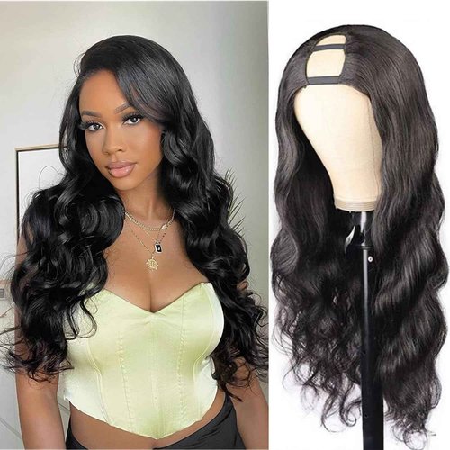 BYYASAA U Part Human Hair Wig Body Wave U Part Wig Human Hair for Black Women Glueless Wigs Human Hair Clip Natural Hair Wig Beginner Friendly Middle Part 180% Density 22inch
