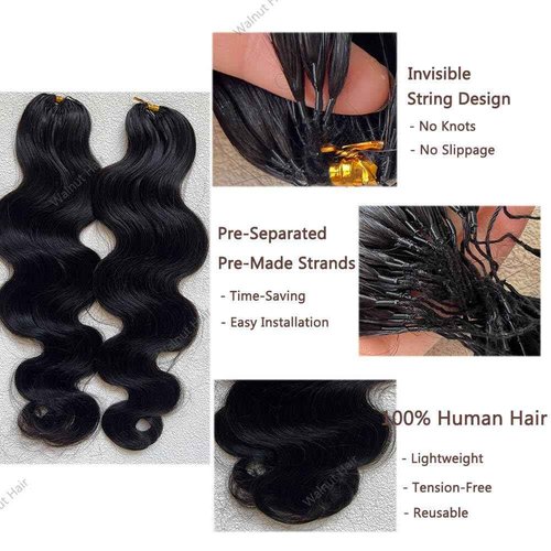 Body Wave Pre Separated Crochet Human Hair Braids Extensions Body Wave Brazilian Virgin Hair for Boho Braiding Knotless Feather Hair Extensions For Black Women Natural Color 16inch 120g