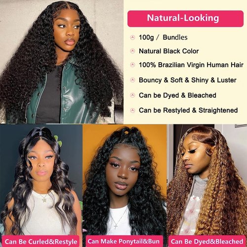 Water Wave Human Hair Bundles 12A Brazilian Virgin 20 22 24 Inch 300g/pack 3 Bundles Human Hair Wet and Wavy 100% Unprocessed Natural Black