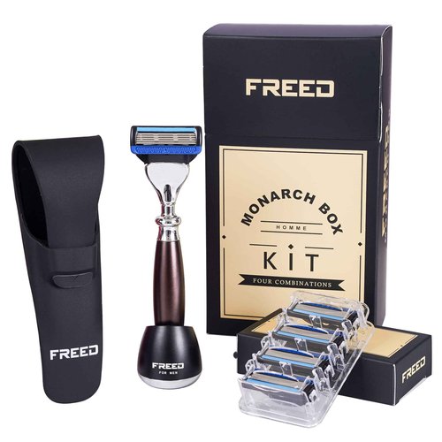 Monarch 4-Piece 5-Blade Razor Shaving Set Men's Safety Razor Grooming Gift Set with Alloy material handle Shaving for Gentleman,men gift set
