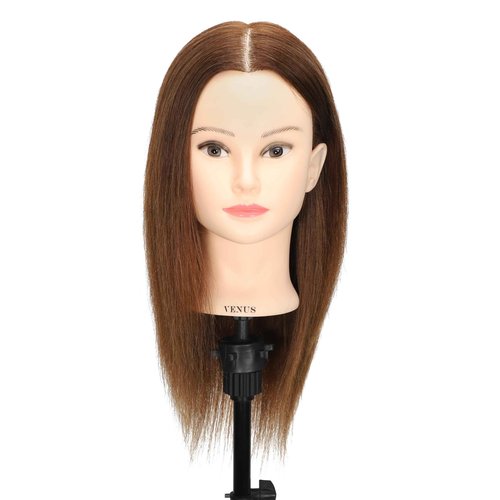 Headdoll 100% Human Hair Mannequin Head Hair Styling Training Head Cosmetology Manikin Head Doll Head for Hairdresser with Free Stand