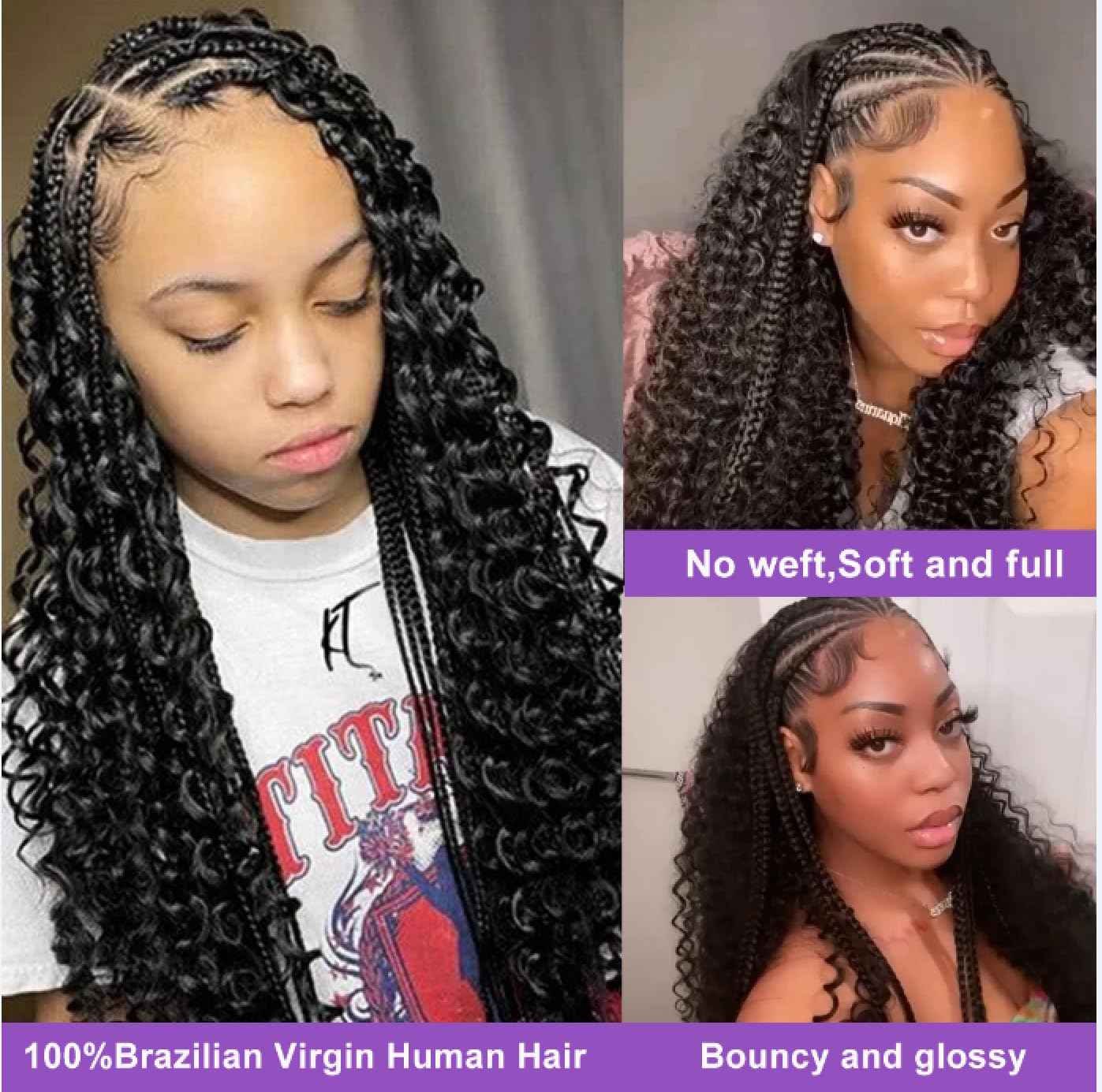 Human Braiding Hair Boho Hair For Braiding Water Wave Bulk Human Hair Braiding Hair No Weft 100g (1Pack-2Bundles) 100% Human Hair Braiding For Bohe Braids (Water Wave, 22 Inch)