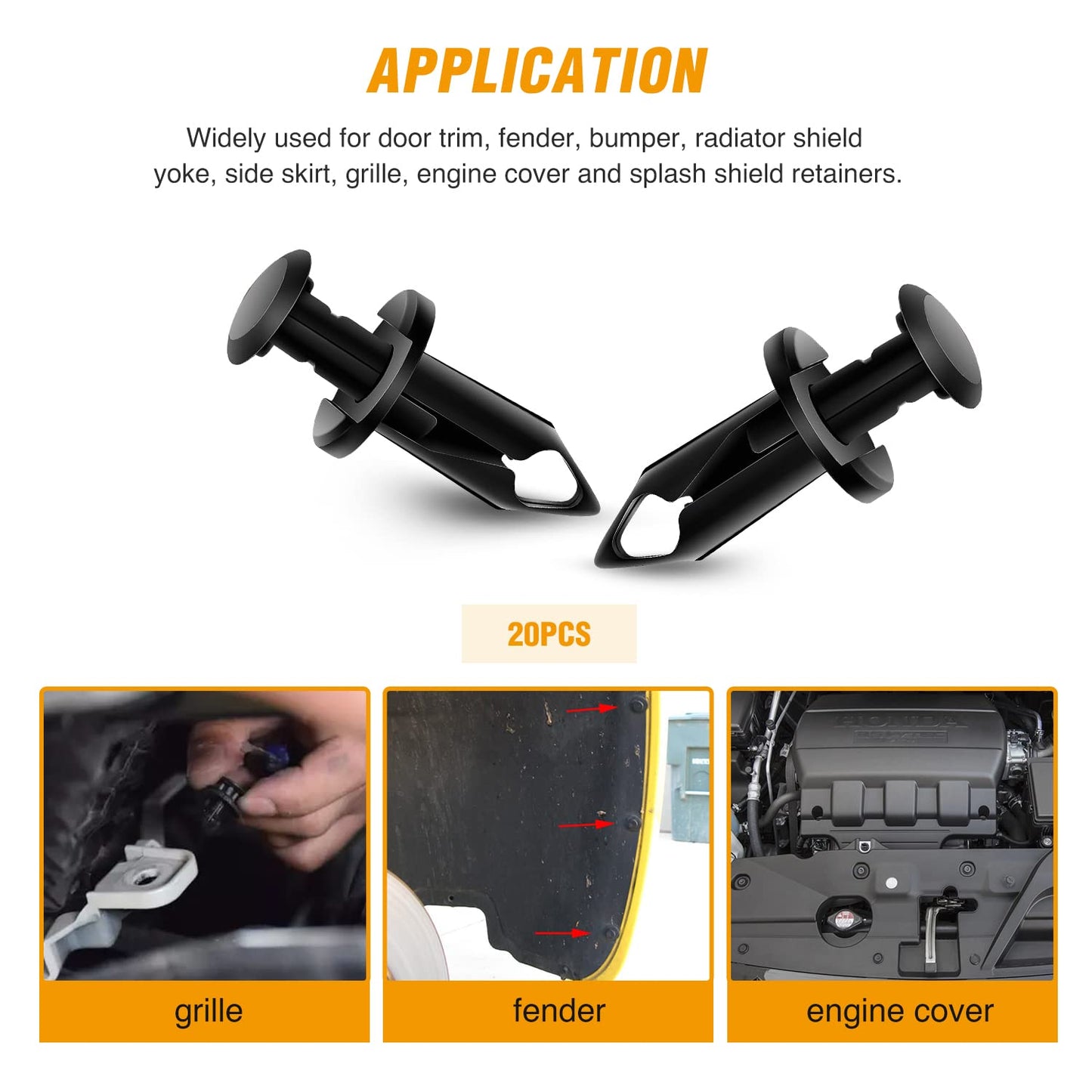 GOOACC 70PCS Engine Under Cover Splash Shield Guard Body Bolts Bumper Fender Liner Push Retainer Fastener Rivet Clips, Nylon