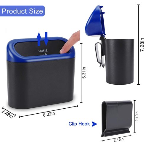 Accmor Car Trash Can with Lid, Waterproof Vehicle Trash Bin Car Dustbin Garbage Organizer Storage, 2 Pack Mini Garbage Bin Trash Container for Auto Cars, Home, Office
