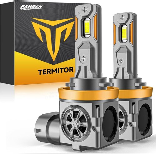 Termitor Upgraded H11/H9 Bulbs, 40,000LM 800% Super Brighter, 6500K Cool White, 1:1 Mini Halogen Size H11 H9 Fog/Driving Lights with Cooling Fan, Plug and Play, Pack of 2