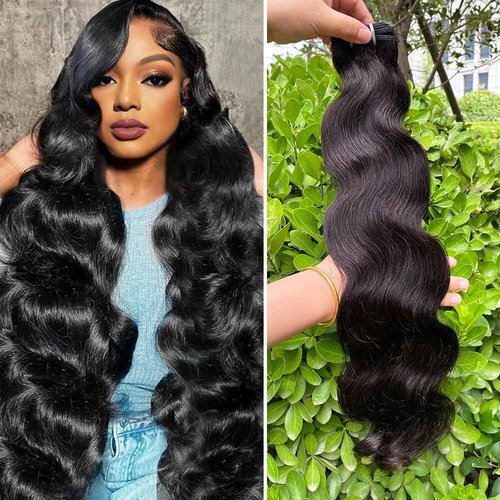 Perismoda Body Wave Human Hair Bundles 15A Raw Human Hair Bundles 100% Unprocessed Brazilian Virgin Hair Extensions 28 Inch 1 Bundle Quick Weave Hair Extensions Natural Color