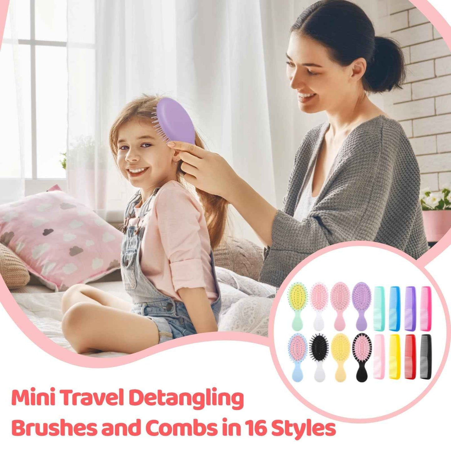 128 PCS Mini Wet Hair Brush Bulk, Travel Detangling Comb Brush with Soft Bristles for Wet and Dry Hair, Smoothing Knots with Ease for Most Hair Types