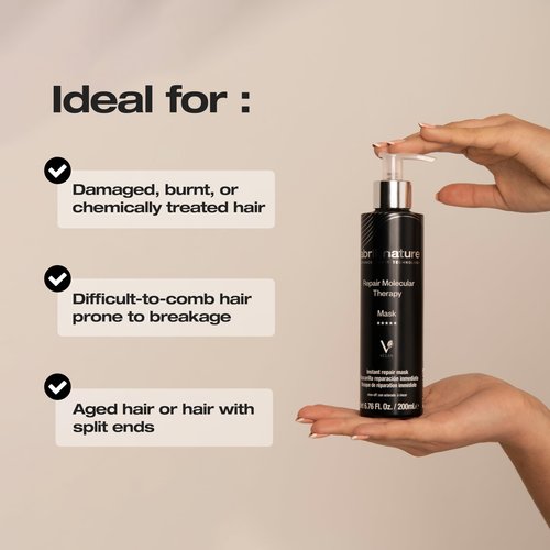 abril et nature - Professional Mask Molecular Therapy - For Damaged, Overprocessed, or Aging Hair - Restructures, Repairs, and Fills the Hair Fiber - Nourishing and Hydrating - Vegan - 1000 ml