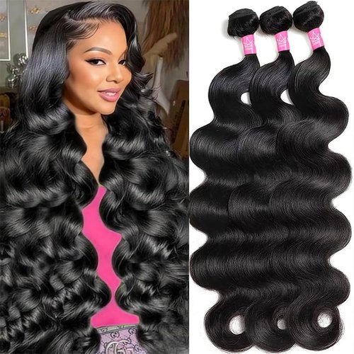 12A Brazilian Body Wave Human Hair 3 Bundles 18 20 22 Inch 100% Unprocessed Brazilian Virgin Human Hair Weave Bundles Body Wave Hair Extensions Natural Color