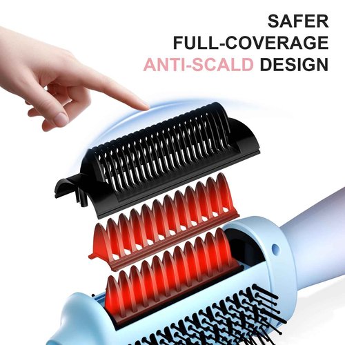 BEAUTYOVO 2-in-1 Blow Dryer Brush & Hair Straightener, 850W Ionic Ceramic Hair Dryer Brush with 3 Heat Settings, Frizz Control for Curly/Thick Hair, Portable Styling Tool for Travel & Home Use