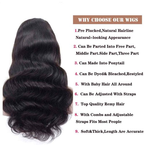 IUPin Body Wave Lace Front Wigs Human Hair Pre Plucked Bleached Knots with Baby Hair Glueless 4×4 Brazilian Virgin Lace Closure Human Hair Wigs for Black Women Natural Color 150 Density