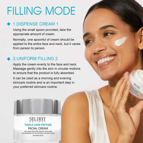 Triple Lipid Peptide Face Cream, Firming & Hydrating Moisturizer for Mature Skin, Supports Skin Barrier, Smooths Wrinkles & Improves Elasticity