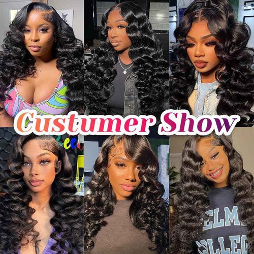 Weydlor Loose Body Wave Bundles Human Hair with Frontal (14 16 18+12) 12A Grade 100% Body Wave Human Hair Extensions 13x4 Lace Frontal Human Hair 180% Density Natural Black