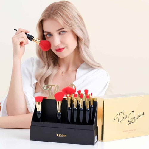DUcare Makeup Brushes 12Pcs The Queen Series Makeup Brush set Premium Gifts Kabuki Foundation Blending Face Powder Blush Concealers Eye Shadows Brushes