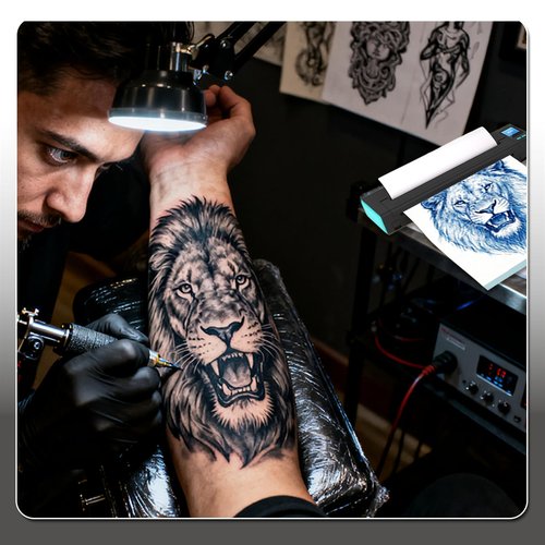 XR3 Tattoo Stencil Printer, Tattoo Printer with LED Display & 10 Pcs Transfer Paper, Portable Thermal Tattoo Printer, Bluetooth Transfer Machine, Stencil Printer Compatible with Phones Pad, Blue