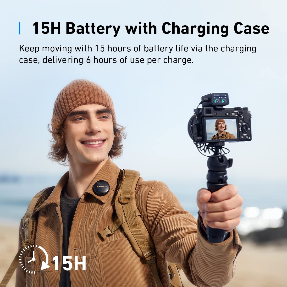 Anker PowerConf C200 2K Ultra-Clear Resolution Webcam with Microphone & AnkerWork M650 Wireless Lavalier Microphone,BassUp Technology, IPX7 Waterproof, 2-Channel Quality Pickup,Easy to Use, Live Strea