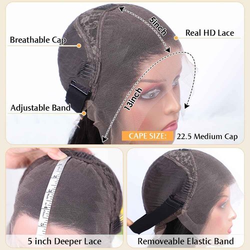 Flady 12 inch Straight Bob Wig Human Hair 13x4 HD Frontal Lace Wig Short Bob Wigs for Women Glueless Bob Lace Front Wigs Human Hair Pre Plucked 150% Density Natural Black Color