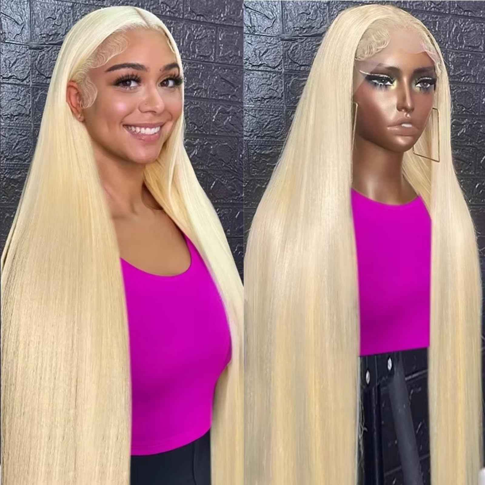 30 Inch 613 Lace Front Wig Human Hair 200% Density Blonde Wig Human Hair 613 Straight 13x4 HD Transparent Lace Front Wigs Human Hair Pre Plucked Glueless human hair wig for Women