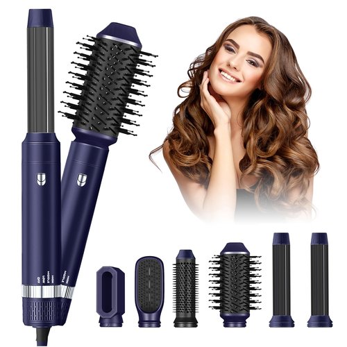 Blow Dryer Brush 6 in 1 Set, Negative Ionic Hair Dryer, Automatic Curling Wand Hair Straightener, Thermal Brush Fast Drying Hot Air Brush