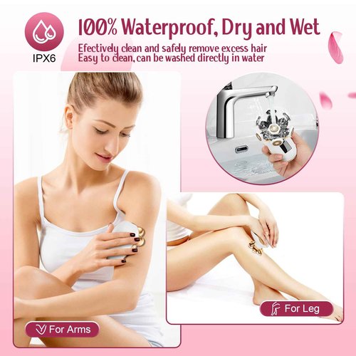 Electric Razors for Women,7D Gifts for Women,Cordless Electric Shaver with Detachable Head Wet/Dry Facial Hair Remover for Legs Painless Water Resistant (Gold)