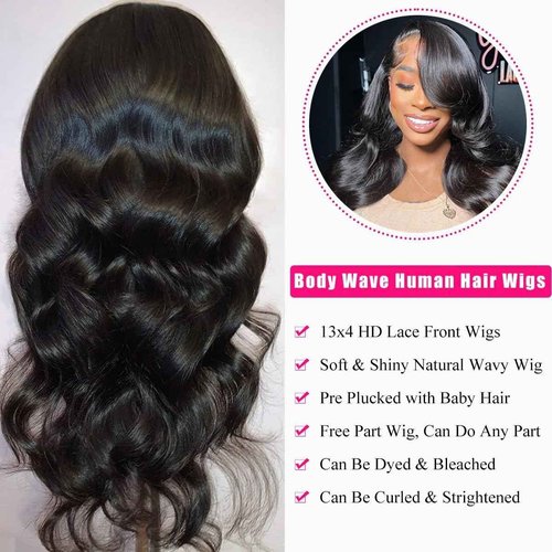 McyMoy Body Wave Lace Front Wigs Human Hair Pre Plucked Pre cut 26Inch 13x4 HD Lace Front Wigs 180% Density Body Wave Human Hair Wig with Baby Hair Glueless Lace Frontal Wigs