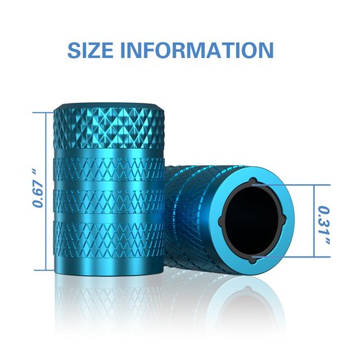 CKAuto Tire Valve Stem Caps, Cyan, 4 pcs/Pack, Anodized Aluminum Tire Valve Cap Set, Corrosion Resistant, Universal Stem Covers for Cars Trucks Motorcycles SUVs and Bikes
