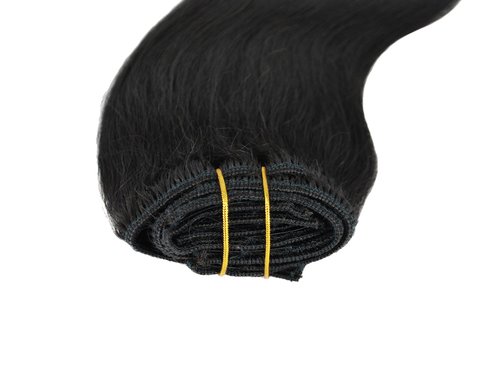 Black Hair Extensions Clip In Human Hair Remy Natrual Real Hair Straight 18" 100gm (18", 1B-Natural Black)
