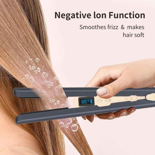 WISDAS Wireless Hair Straightener and Curling Irons Ceramic Plate Diamond Grade Negative ions Flat Iron Hair Straightener Reduces frizz Smoother More Shiny(Blue)