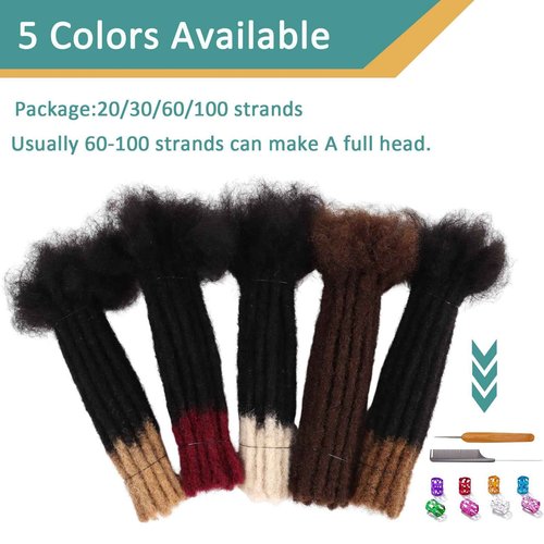 Viovian 10 Inch Human Hair Loc Extensions 60 Strands 0.6cm Ombre Dreadlock Extensions for Men Dread Extensions Human Hair Can be Dyed and Curled Color 1b/27