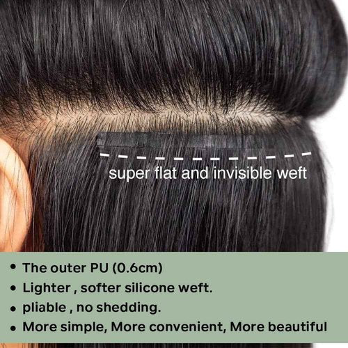 Seamless Clip in Hair Extensions Real Human Hair Kinky Straight Clip ins Brazilian Virgin Human Hair Extensions for Women 8Pcs PU Clip in Remy Hair Skin Weft 18Clips 120g (26inch,Natural Black)