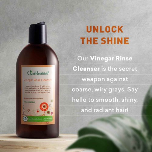Just Nutritive Gray Hair Kit | Shampoo 16oz, Conditioner 16oz, Vinegar Rinse 8oz | Natural Gray Treatment | Anti Yellowing | Brightening Hair Kit