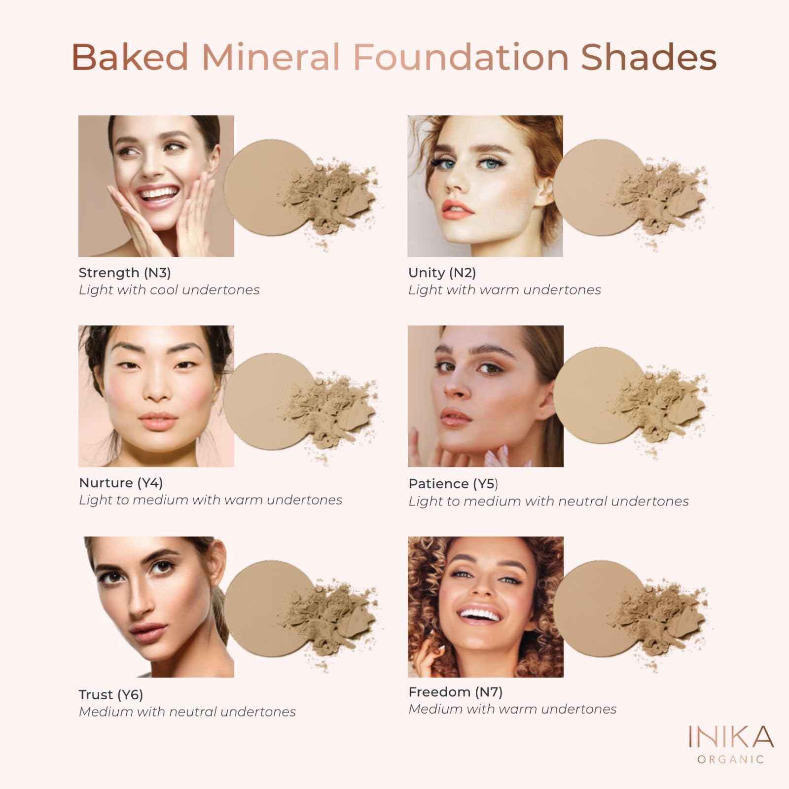 INIKA Organic Buildable Baked Mineral Foundation Compact Powder - Lightweight, Breathable Natural Base with Hydrating Squalane and Magnolia Bark Extract - Natural and Vegan Makeup, Patience, 0.28 oz