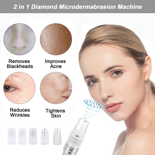 AIMENGXI Diamond Microdermabrasion Machine Professional Plus, 3 in 1 Pink Diamond Dermabrasion Facial Beauty Equipment Skin Care for Vacuum Blackhead Removal & Spray, Suction Power 0-70 cmHg