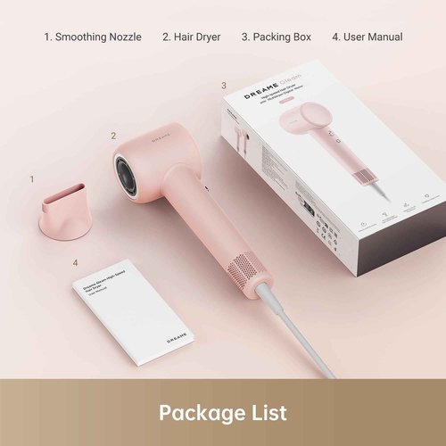 Dreame Gleam Hair Dryer for Women – Powerful Fast Drying, Lightweight, 200M Negative Ions for Frizz-Free Shine, Low Noise, Intelligent Temperature Control, 4 Temp Settings, Compact & Ergonomic Design