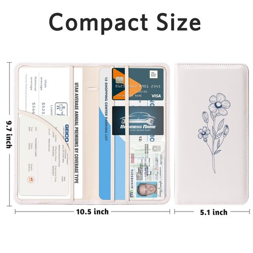 CoBak Car Registration and Insurance Holder - Vehicle Glove Box Car Organizer,Auto Truck Comparment Accessories Case with Magnetic Closure for Essential Document,Driver License,Cards