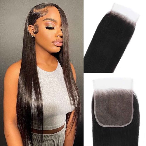 Anknia 5x5 SKINLIKE HD Lace Closure, Invisible HD Lace Closure Single Knot Pre-Plucked Natural Hairline Brazilian Human Hair Closure Natural Black Color (18 Inch)