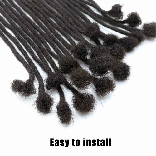 IXIMII 60 Strands Permanent Loc Extensions Human Hair 0.4cm Width 8 inch Full Handmade Dreadlock Extensions Soft Natural Black Dreads for Men Women Kids,Can Be Dyed Bleached Curled