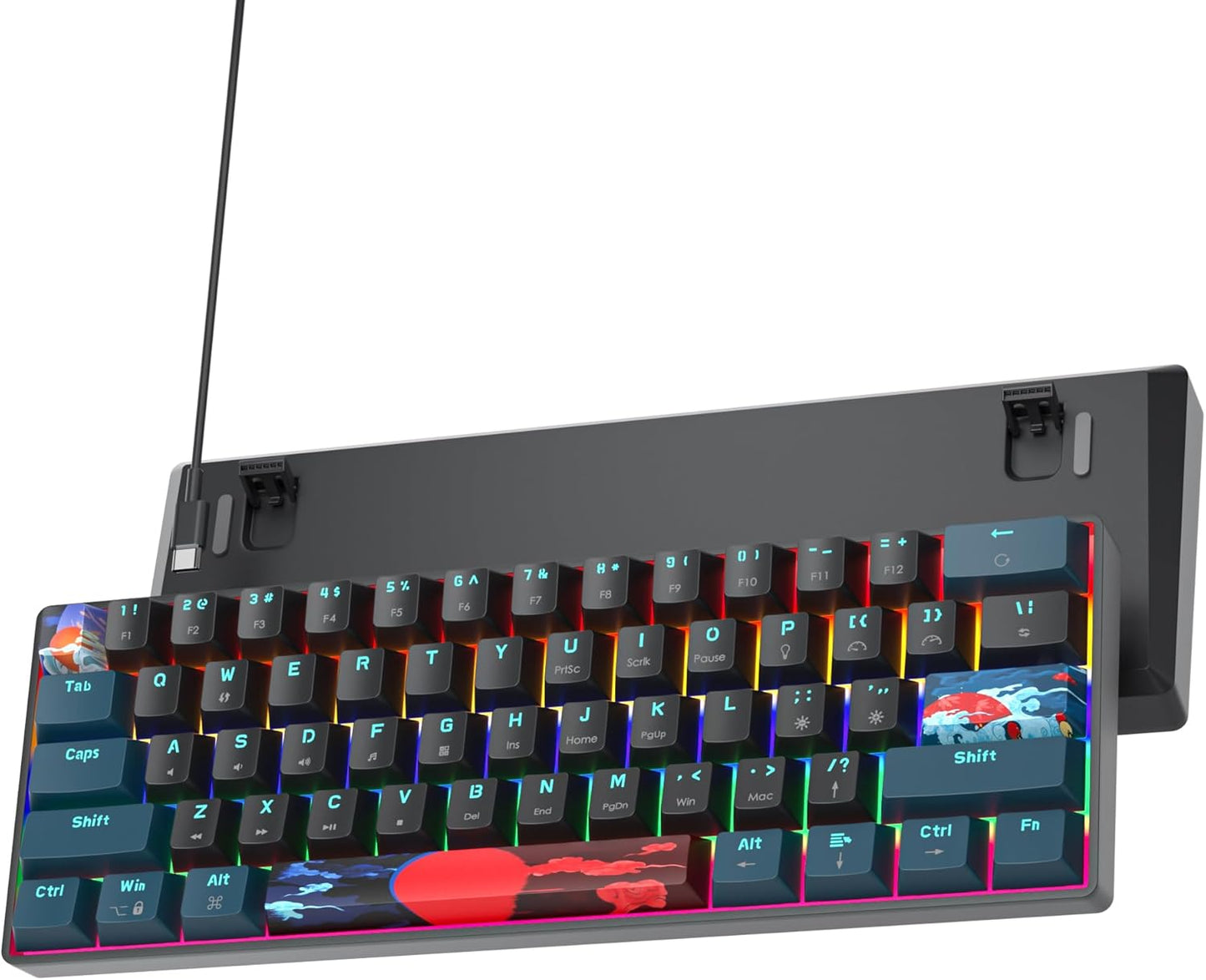 60 Percent Gaming Keyboard 61 Keys Wired Mechanical Keyboard Ultra Compact Key Board Red Switch LED Backlit for Windows Laptop Gamer