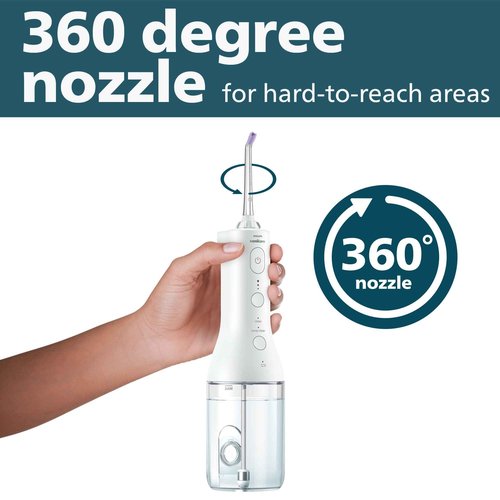 Philips Sonicare Cordless Power Flosser 3000 + 2 Additional Nozzles (4 Total) White, HX3827/21