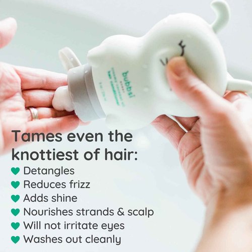 Bubbsi Creamy Coconut Oil Hair Conditioner for Kids, Baby | Light Natural Scent | Won't irritate eyes | Organic Coconut Oil + Shea | Sulfate-free, Nourishing | Curly or Dry Hair (Refill Pouch, 32oz)