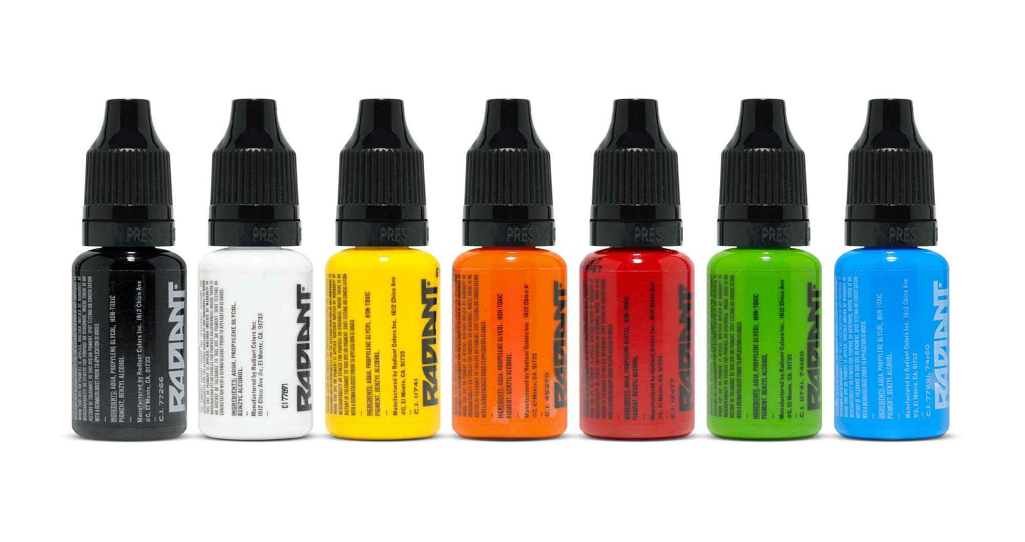 Grinder Tattoo Kit by Pirate Face Tattoo / 4 Tattoo Machine Guns - Power Supply / 7 Ink by Radiant Colors - Made in The USA/LCD Power Supply / 50 Needles/Plus Accessories