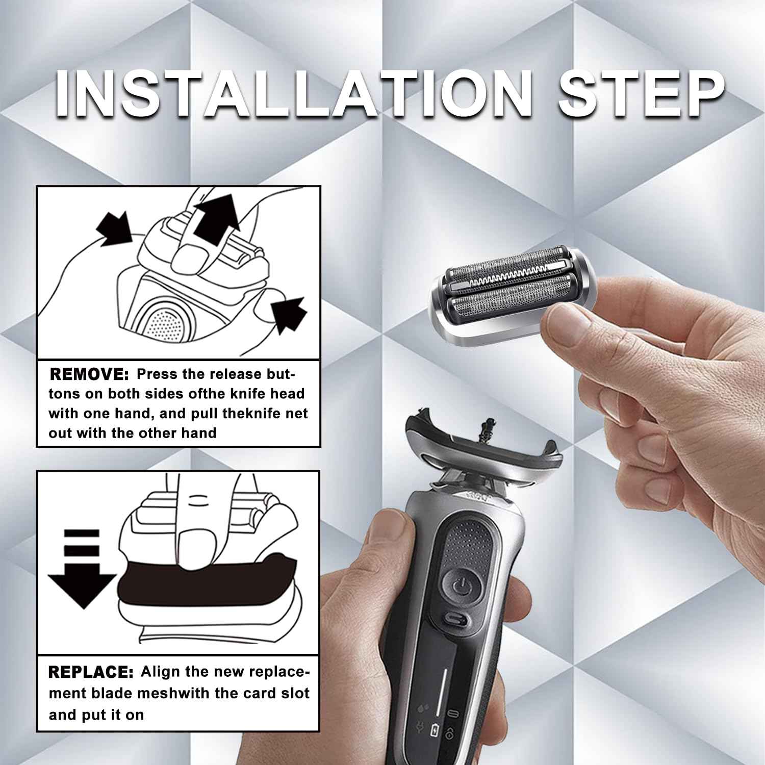 2PAKCS 74S Series 7 Electric Replacement Shaver Head Accessories Series 7 Electric Shaver blade Compatible with Braun Series 7 7120s, 7125s, 7127cs, 7171cc, 7175cc, 7185cc and 7189cc