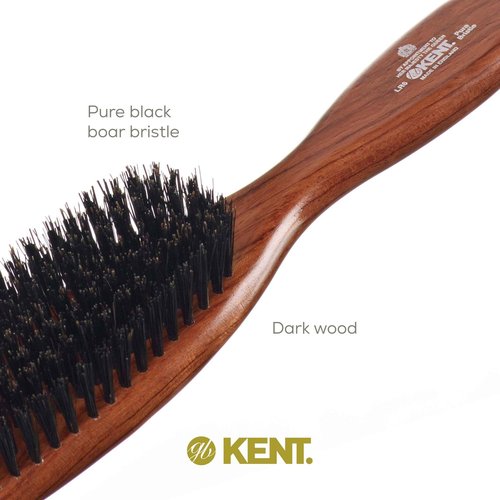 Kent LR6 Finest Dark Wood Styling Hair Brushes for Women - Natural Black Boar Bristle Hairbrush for Medium to Thick Hair of All Lengths - Dry Brush for Styling, Straightening, and Stimulating Oils