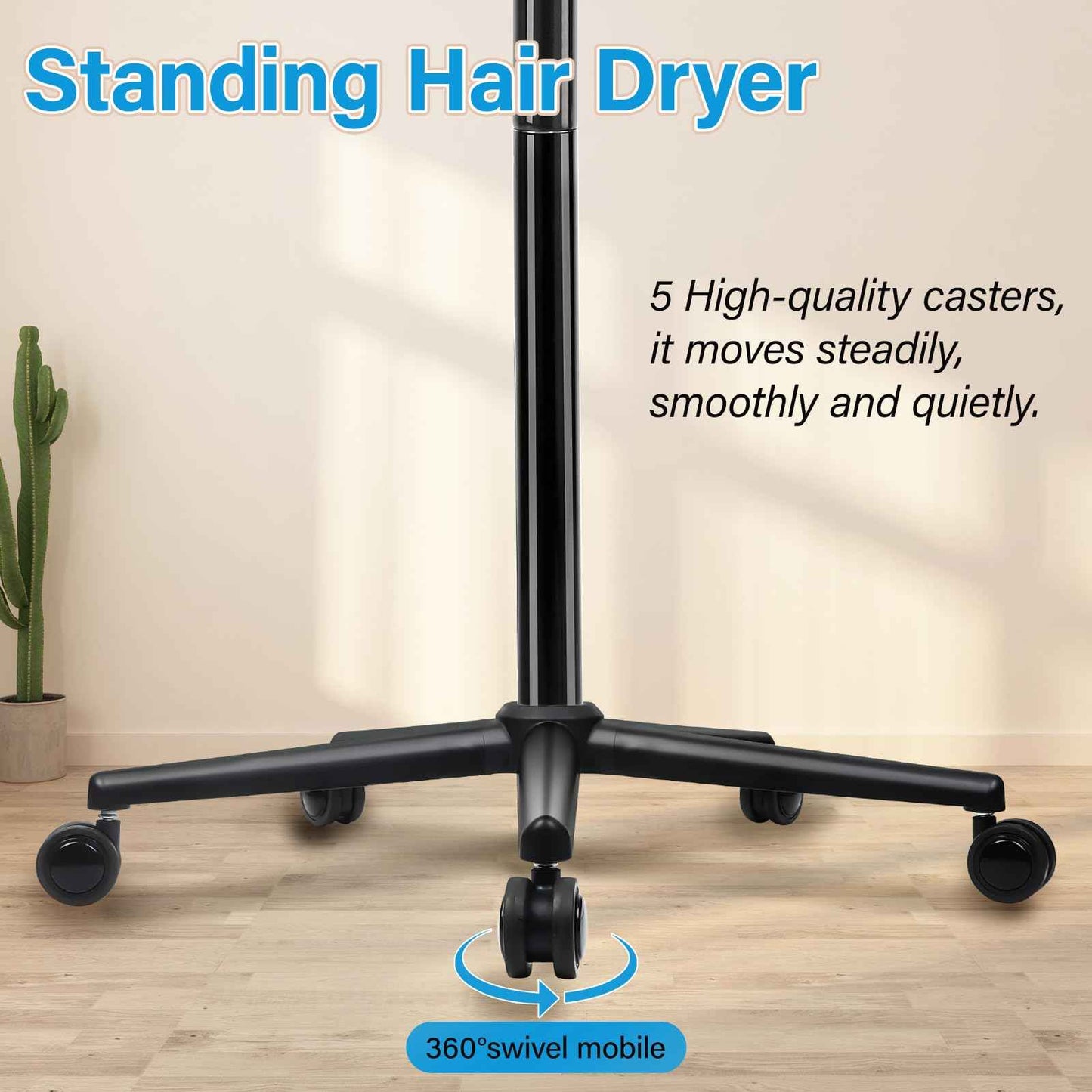 Hooded Hair Dryer, 1500W Standing Hair Dryer with Time Settings, Touch Controls and 3 Temperature Modes, Height Adjustable Ionic Hooded Dryer, Professional Hooded Dryer for Home or Salon Use