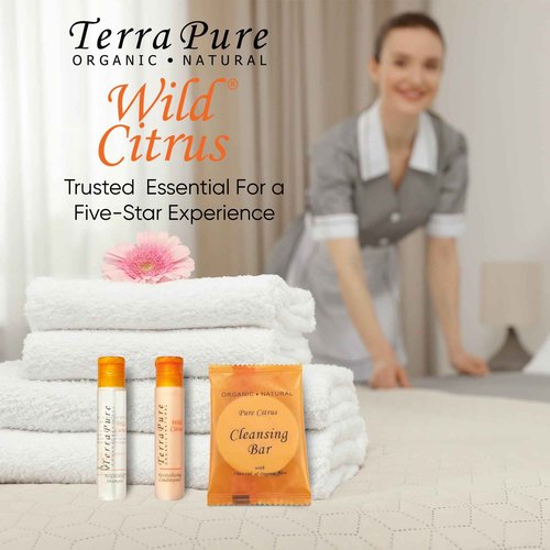 Terra Pure Wild Citrus Soaps & Toiletries Bulk Set | 1-Shoppe Amenities Kit for Hotels & Vacation Rentals | 1 oz Shampoo & Conditioner, 40g Cleansing Bar | 150 Pieces