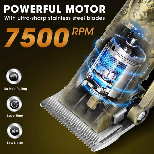 RESUXI Professional Hair Clippers for Men Electric Razor Shavers Nose Hair Trimmer and Detail Trimmer 5 Pcs Set，Cordless Beard Trimmer Barber Clippers for Hair Cutting Mens Grooming Kit