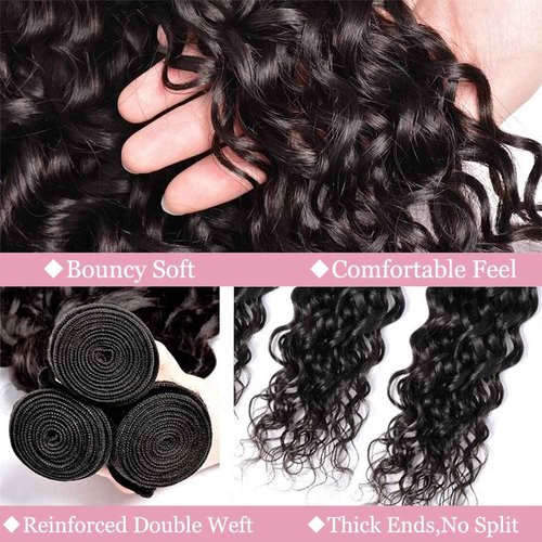 Deep Wave Human Hair Bundles, 18 20 22 Inch, 100% Unprocessed Brazilian Virgin Hair, Deep Curly, Natural Black, Wet And Wavy Bundles - 3 Pack, Style Keep Texture Silky Soft, Hair Extension