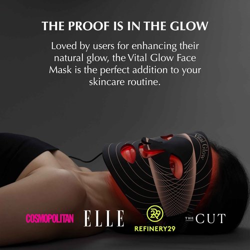 Vital Glow Red Light Therapy Mask, LED light Therapy for Face + Jade Roller & Gua Sha, At-Home Skincare Beauty Treatment, For Home, Portable & Rechargeable