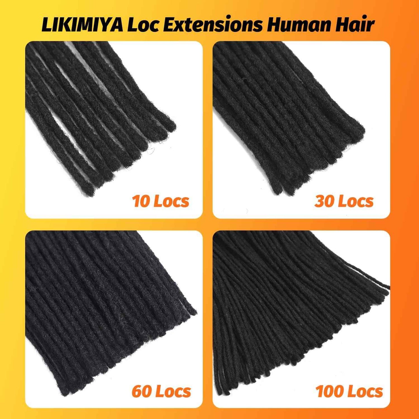 Loc Extensions Human Hair 60 Strands 0.4 cm 10 Inch Dreadlock Extensions Human Hair Loc Extensions Dreads Extensions for Men Women Kids Real Human Hair Locs 1B Natural Black Handmade Permanent Locs